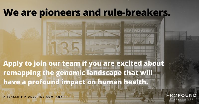 ProFoundTx's tweet photo. Interested in pioneering a revolutionary new approach to illuminate the expanded #humanproteome? #BeProFound #NowHiring
Explore opportunities with us & have a profound impact on #humanhealth as we remap the #genomic landscape. #biotechjobs #STEMcareer #FlagshipFounded
