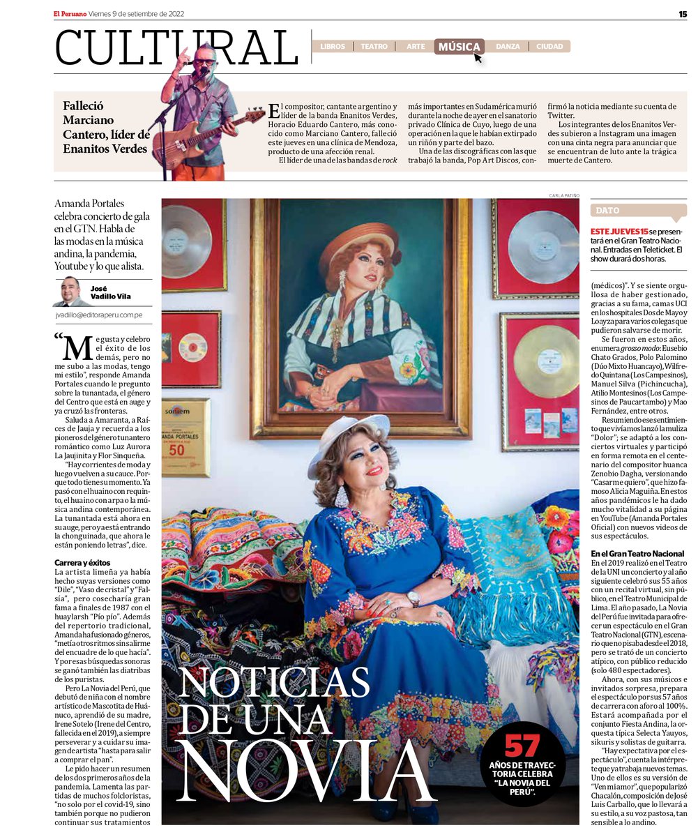 vadillovila's tweet photo. #AmandaPortales: “Hay corrientes de moda y luego vuelven a su cauce. Ya pasó con el huaino con requinto, el huaino con arpa. La #tunantada está ahora en su auge, pero ya está entrando la #chonguinada”. #FolclorPeruano https://t.co/x7zLwDCvkR @DiarioElPeruano https://t.co/yFxRZbEIje