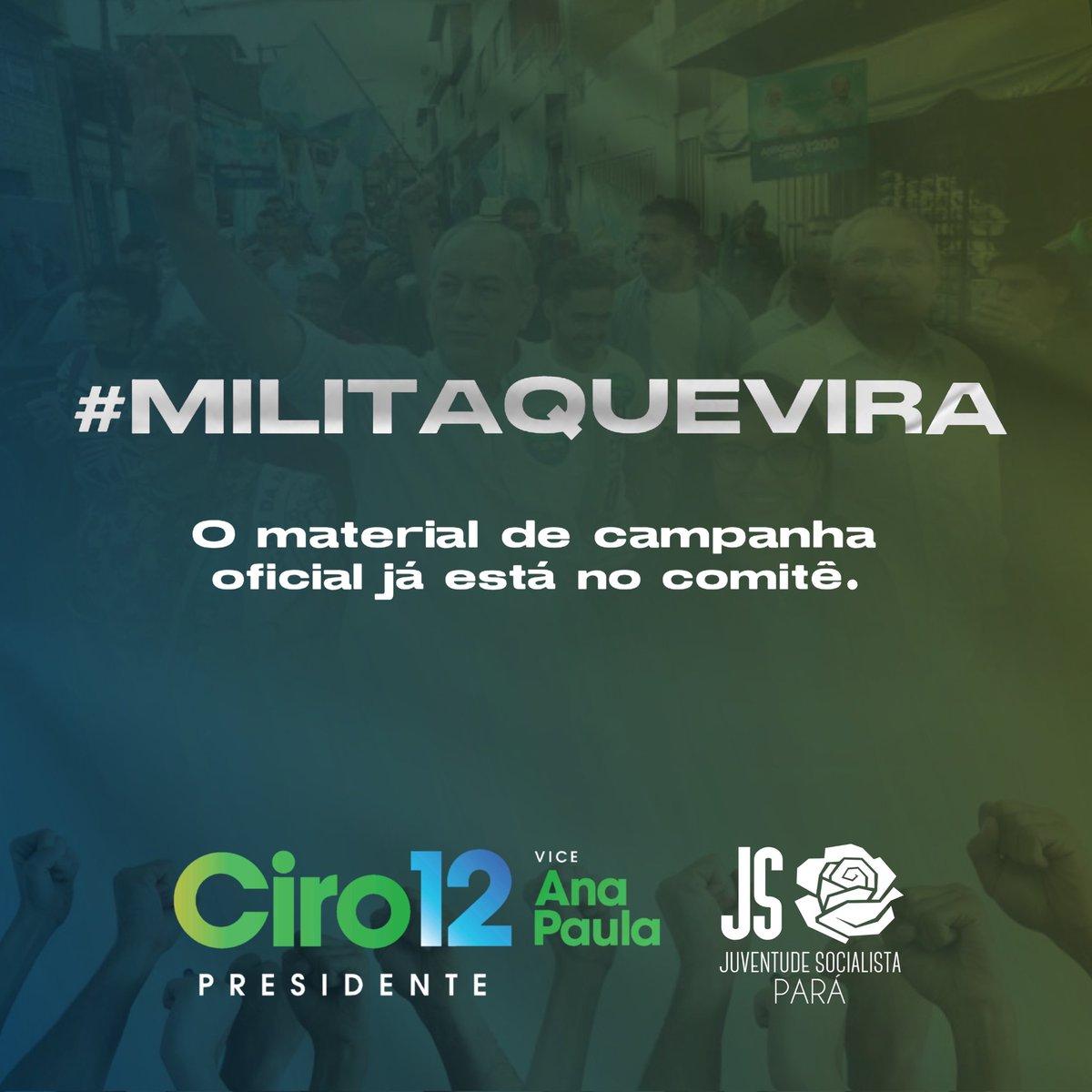 jspdtpa's tweet photo. Alô, Juventude! #MILITAQUEVIRA

O material de campanha oficial já está disponível no Comitê de Campanha. Bora militar e virar esse jogo! 

Local: Comitê de Campanha (Travessa Vileta, 2440 – Entre Almirante e Rômulo Maiorana) 

#JSPDT #PDT #Pará #Bel��m #PrefiroCiro12 #CiroGomes https://t.co/FEszsk0JFZ