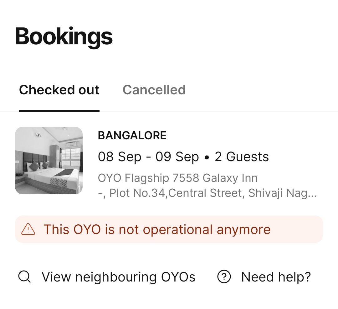 Monikins1's tweet photo. @oyorooms Oyo flagship 7558 Galaxy Inn on 8th September through the Oyo app (phone pe) and recieved confirmation for the same from the app and on WhatsApp. Only to find out later that the hotel wasn't associated with Oyo anymore and no refund or customer support. #oyoScam https://t.co/bCcbRa71cp