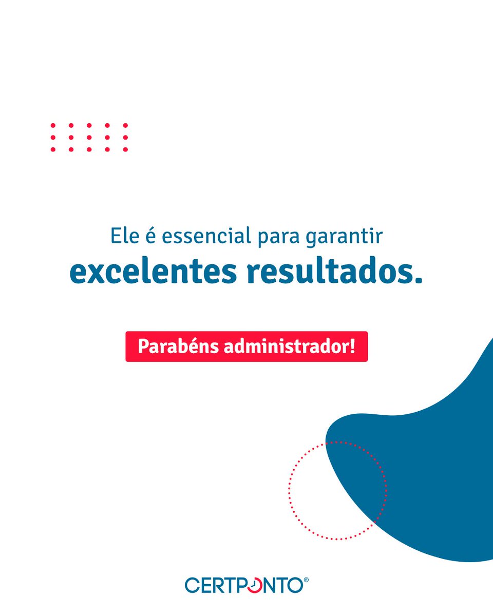 CERTPONTO's tweet image. Parabéns a todos vocês que fazem da Administração um instrumento de crescimento e evolução. #Diadoadministrador
