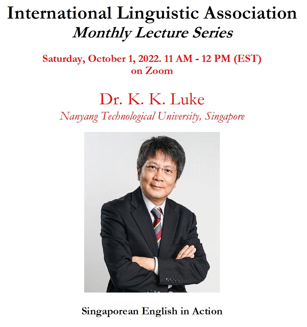 interlinguists's tweet photo. Visit ILA website for abstract and Zoom link: https://t.co/45ZwgNS2XU
#Linguistics #Singapore #English #Singlish #ConversationAnalysis #Ethnomethodology
Follow ILA on Facebook https://t.co/nZU9Lx6c4u https://t.co/Q3vUtvQzNd