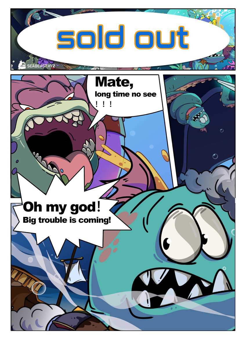 SeaBeastNFT's tweet photo. SOLD OUT!!!!! @SeaBeastNFT 
We are accelerating the progress of comics
will show you soon

#nftart #nftcommunity #comingsoon #NFTdrop #NFTS #OceanConservancy #comics #comicstrip #freemintNFT https://t.co/IZlYf06bug