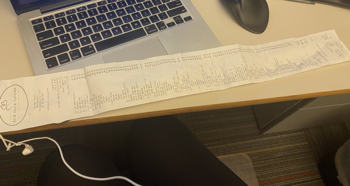 What’s longer? A CVS receipt or this itemized receipt from the first doctoral happy hour