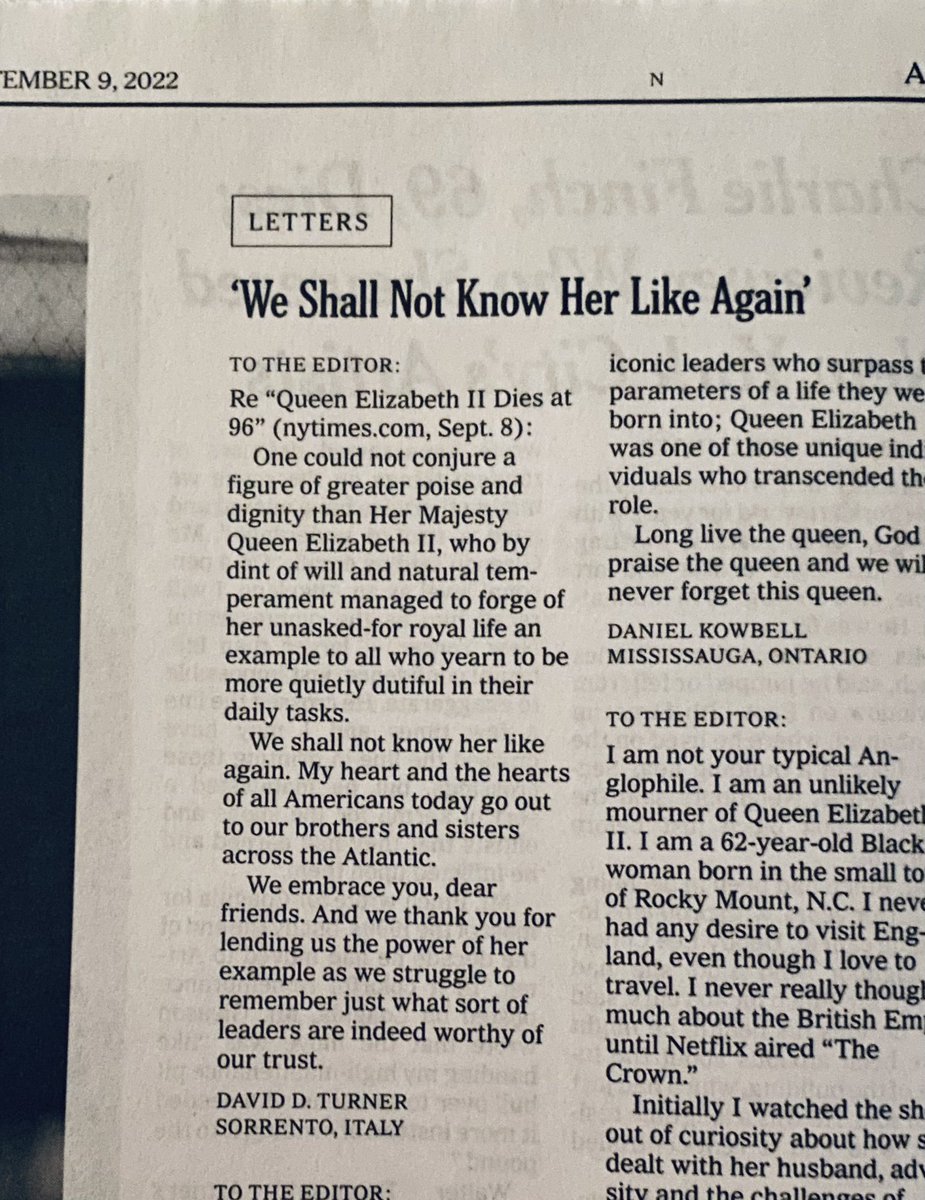 Honored to have these words in today’s @nytimes on @RoyalFamily #QueenElizabeth
