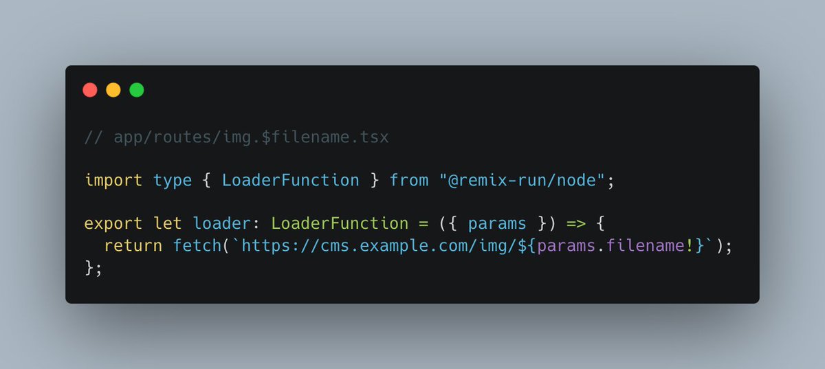 tessellator's tweet photo. @edgarasben @remix_run I am using a CMS for my blog built on Remix. When rendering items from the CMS, I rewrite the image URLs to be /img/<filename> and then have a route that essentially looks like the following. https://t.co/8DstbKKVDZ