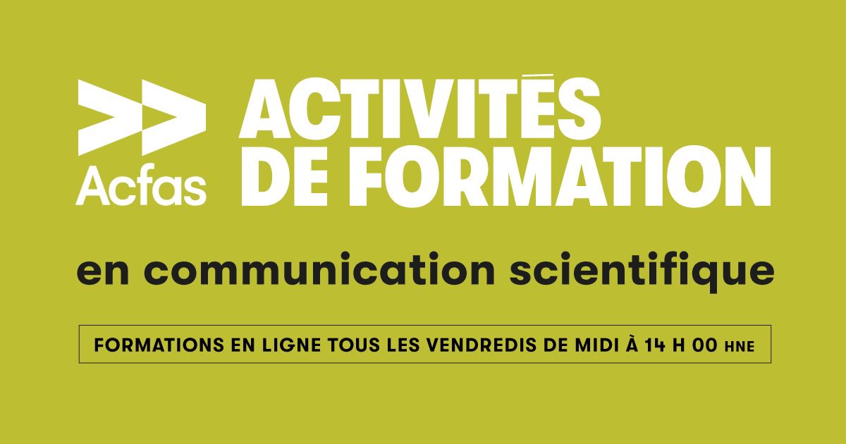 🗣 Les activités de #formation de l’Acfas reprennent la semaine prochaine. À vos agendas! 

Informations et inscriptions : acfas.ca/formations 
 
#ComSci #vulgarisation