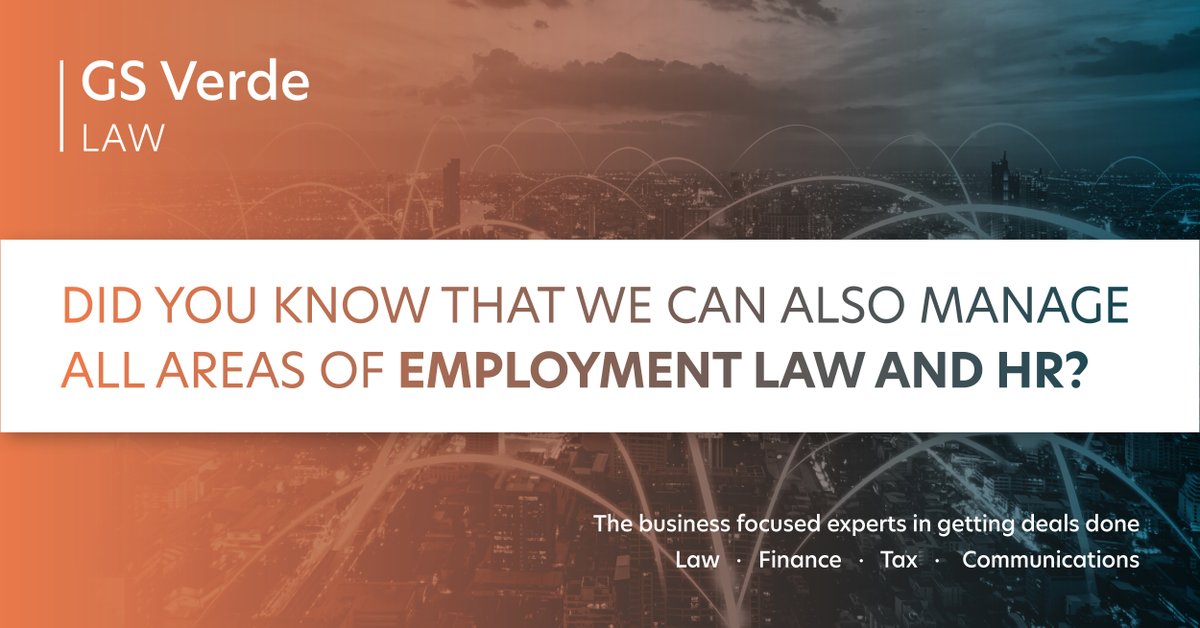 GSVerdeLaw's tweet photo. As well as managing the due diligence process, drafting contracts, and overseeing agreements, did you know that GS Verde Law can also manage all areas of Employment Law and HR?

Find out more about how we could support your business in these areas here: 
https://t.co/OoHuFQXDMd https://t.co/1zPMbfJwCg