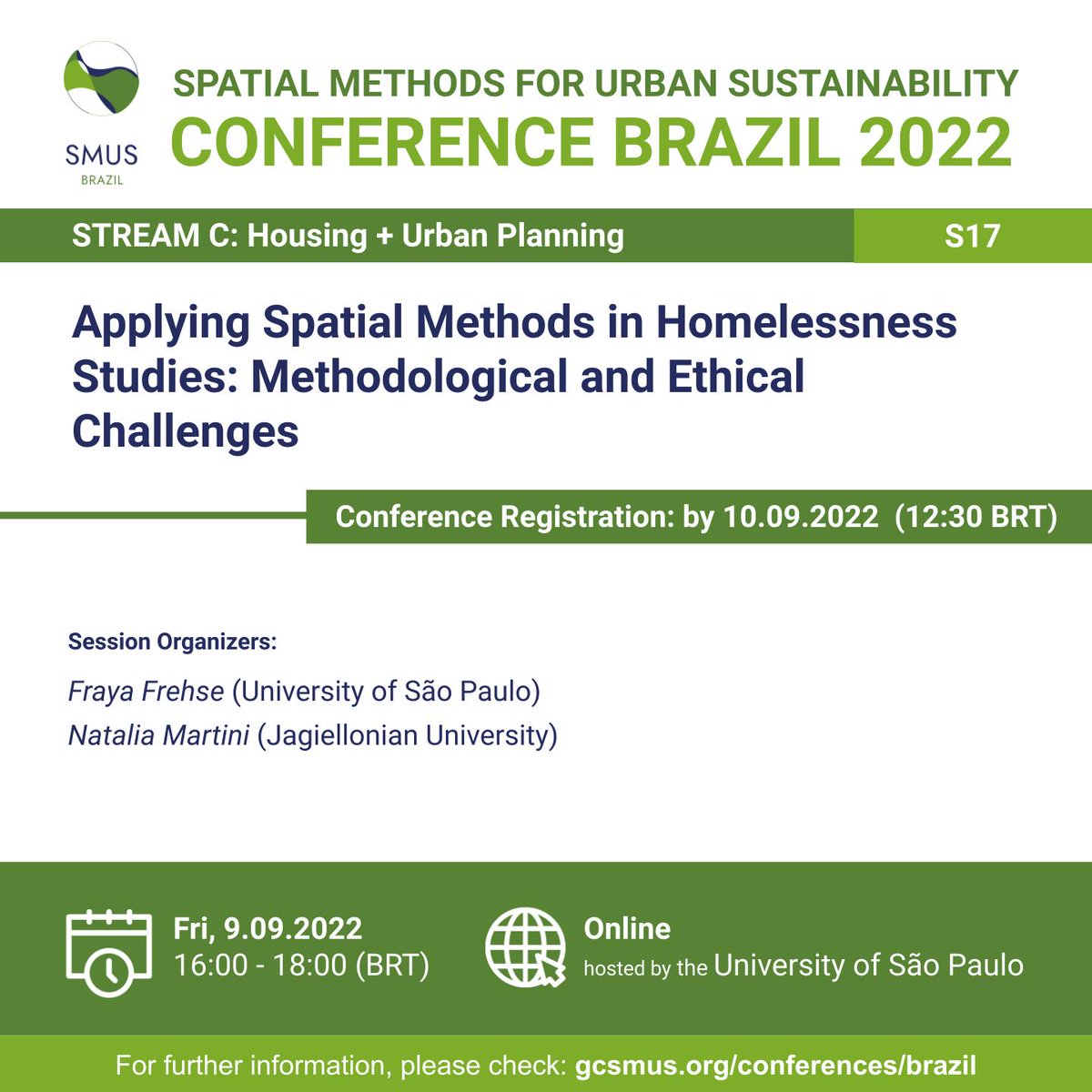 smusbrazil's tweet image. To check the list of sessions and the Program Overview, please visit: gcsmus.org/conferences/br…

#gcsmus #smusbrazil #spatialmethods #spatialmethodsconference #daad #tuberlin #usp #universidadedesaopaulo #fflchusp #sociologiausp #rc33 #urbansustainability #sociology #urbanism