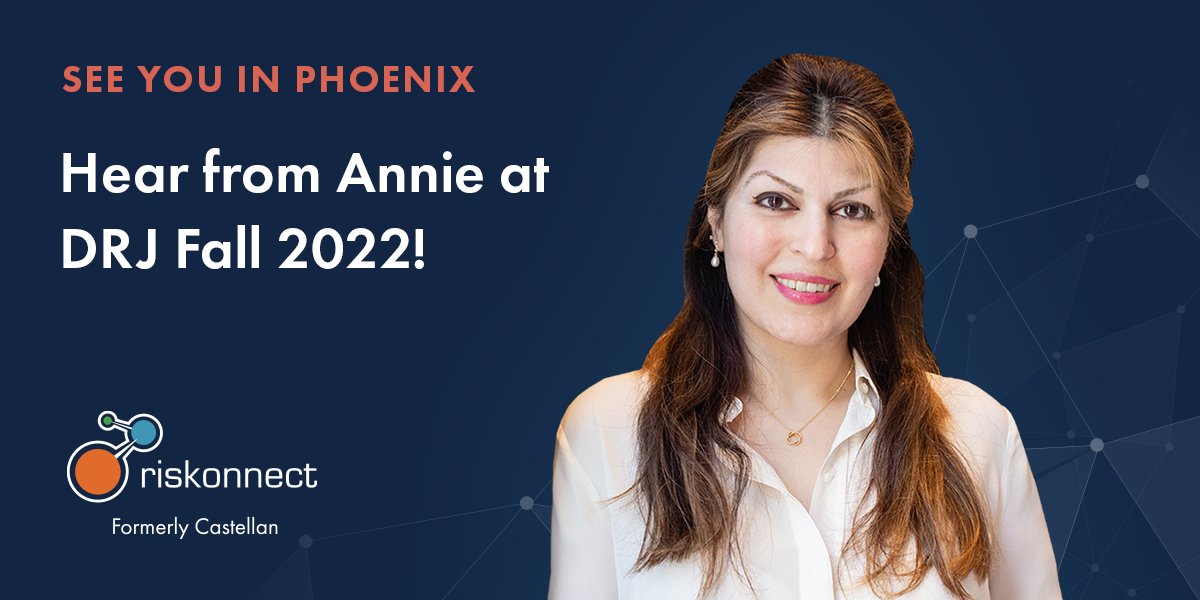 castellan_'s tweet image. Sunday is around the corner, which means DRJ Fall 2022 is about to begin! Be sure to visit the Riskonnect booth and attend Annie Asrari's session while you're in Phoenix.