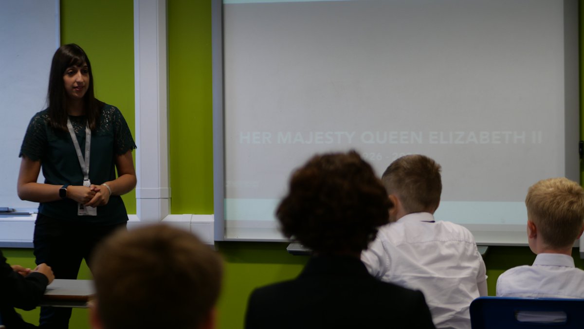 RHS_Form_Time's tweet photo. As a school community we were shocked &amp; saddened to hear of the passing of Her Majesty, Queen Elizabeth II yesterday. Students &amp; staff used our Worldly Wise session in Form Time today to discuss her 70 year reign &amp; legacy. Rest in peace, Ma'am, &amp; thank you for your service. 👑 https://t.co/zgDZyKBhSC