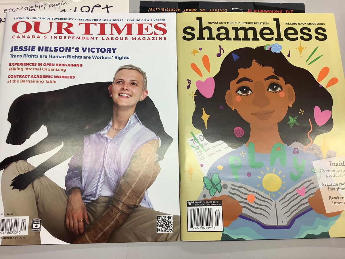 New issues of <a href="/OurTimesMag/">Our Times</a> featuring trans rights victories and contract negotiations tips and <a href="/ShamelessMag/">ShamelessMag</a> with back to school advice like overcoming toxic productivity and practicing radical imagination!