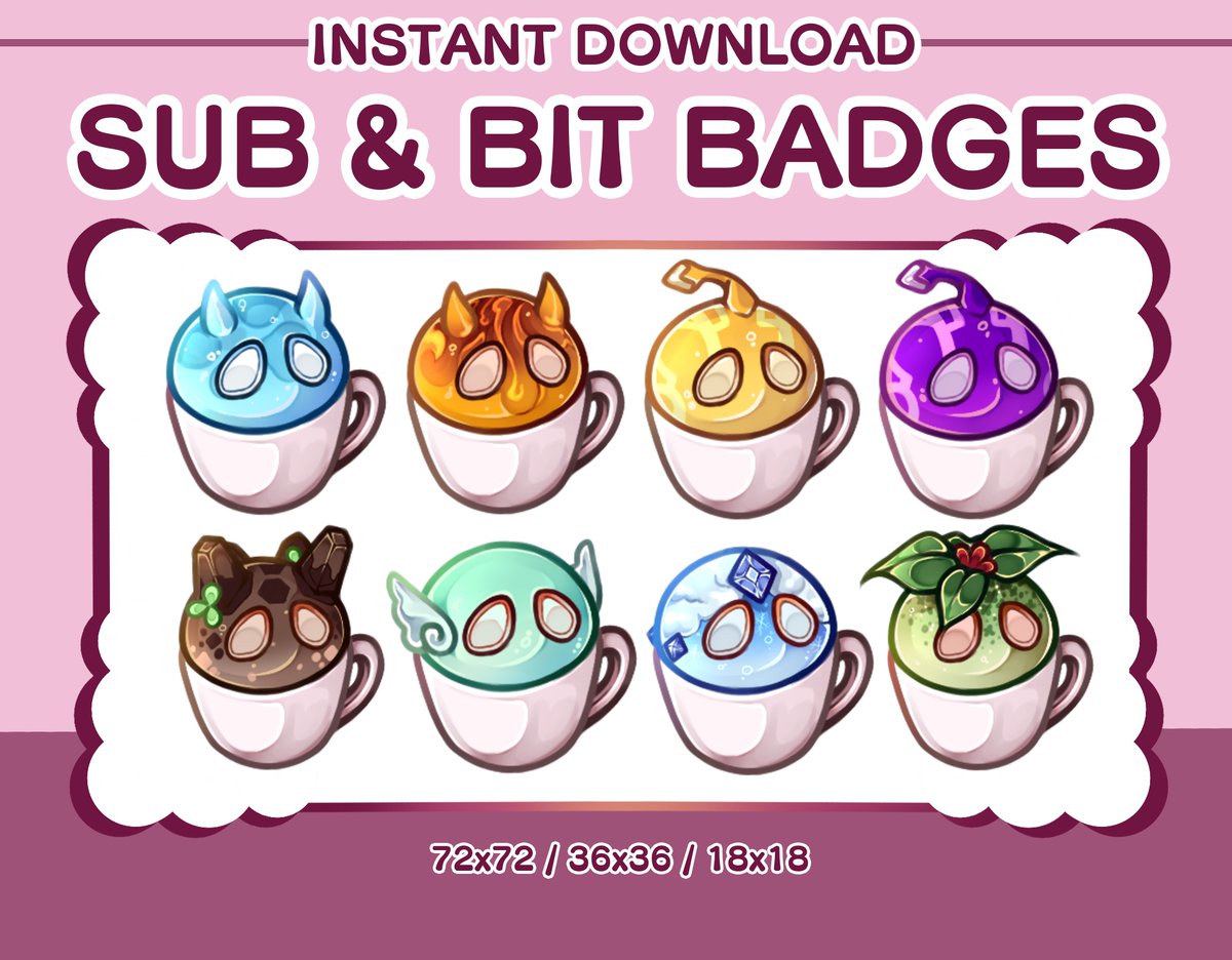 art_ioni's tweet photo. Cute slime sub/bit badges avaliable on my Etsy 
[https://t.co/J5F6cVkKpm]

#genshin #genshinimpact #slimes #twitch #twitchbadges #subbadges #twitchstreamer #genshinimpactstream #kawaii #cute #emotes #cutebadges #twitchgraphics https://t.co/hd5HKr2pd1