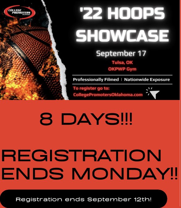 OklahomaRecruit's tweet photo. #CPOKShowcase
Visit https://t.co/INEKx3moLE today to get registered!
Only 4 days left to sign up! Spots are limited and filling up quickly so don’t wait!
See you on the 17th at OKPWP gym!!
#LetsGo
#BeEvaluated
#BeRecruited
#CPOK https://t.co/6sXr1jYCEM