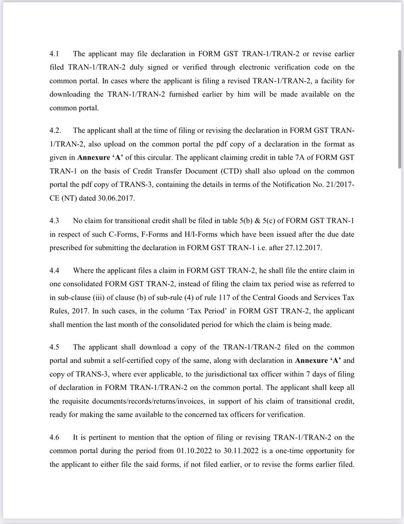 DCMAssociate's tweet photo. Guidelines for filing/revision of TRANS forms  issued by the CBIC. https://t.co/l04V4h2hza