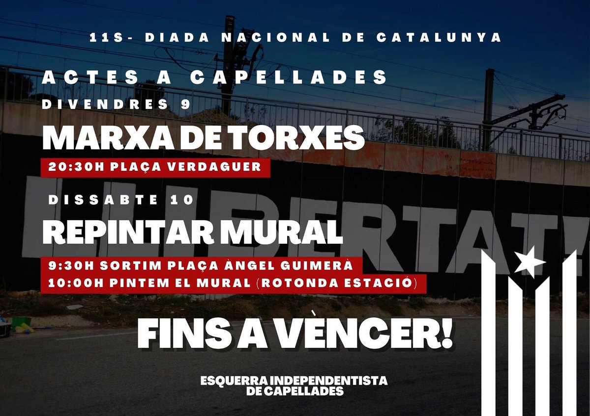 CDR_KP's tweet photo. Avui Marxa de Torxes per la Independència! Demà repintem el mural! A Capellades!
L'única lluita que es perd és la que s'abandona. Fins a Vèncer!! https://t.co/gh7Sk8ckD4