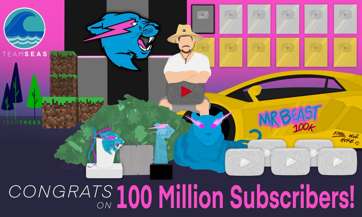 B_Emert25's tweet photo. A little late but Congrats to @MrBeast on 100 M Subscribers! Been working on this for a bit and finally finished last night! #100Million #FanArt #MrBeast #TeamTrees #TeamSeas https://t.co/OJtPkxZYOY