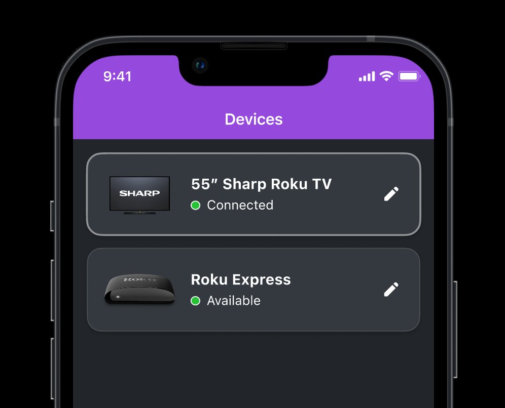 robyteapp's tweet image. In the latest version of RoByte for iPhone, we've redesigned the Devices page that has smarter Roku names, an icon of the device, and a connection status.

We hope you enjoy this update!