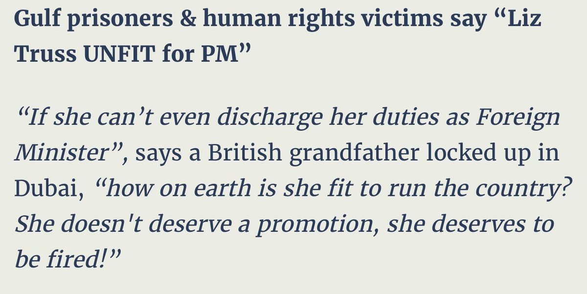While everyone focuses on the many other exciting news stories of the day, we must not allow the new PM to loose track on “promises made” by <a href="/trussliz/">Liz Truss</a> <a href="/FCDOGovUK/">Foreign, Commonwealth & Development Office</a> for #FreeAlbertDouglas on Human Rights Violations in the UAE. 

“Say NO to TORTURE in Dubai”.
middleeastmonitor.com/20220908-uk-lo…