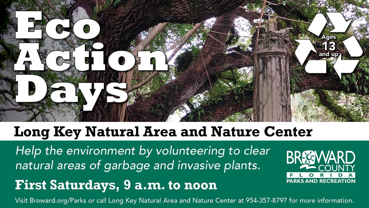 BrowardParks's tweet photo. Want to do something good for the Earth? Need #CommunityServiceHours? Help our planet and our parks at #EcoActionDays. This Saturday, #MiramarPineland, #LongKey, and #FernForest. https://t.co/oWkX9GTIm0 https://t.co/cpK7cS0gaI