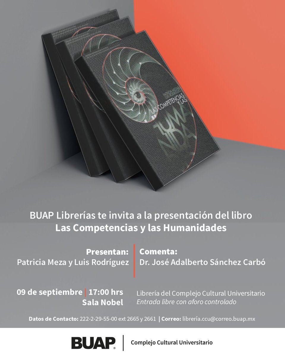 elineanoticias's tweet image. Te esperamos el día de mañana en la presentación del libro “Las Competencias y Las Humanidades”.📖

¡No faltes! 

🎟Entrada libre.

📆09 de Septiembre. 

⌚️17:00 hrs.

📍Sala Nobel de #BUAPLibrerías en el @ccubuap 

✨ Más información: cutt.ly/tClJCbw
