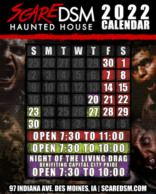 ScareDSM's tweet photo. ๐ง21 Days and counting!๐งโโ๏ธ
โ ๏ธSTAND BYโ ๏ธfor limited time offers regarding our opening weekend!
#ScareDSM #hauntedhouse #desmoines #deadmoines #spookyszn https://t.co/IIpo7aq5zl