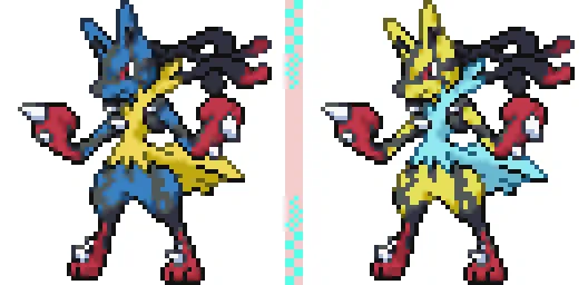 定期更新 #ポケモン #ドット絵 、709目は お試しでメガシンカのドット絵に挑戦!!今回は #メガルカリオ 。全身に駆け巡る波導神経#pokemon #pixelart 