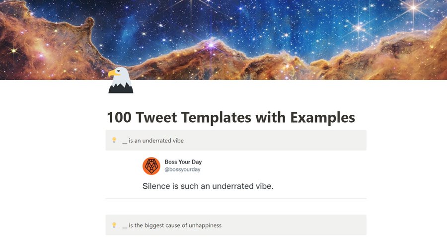 hypefury's tweet photo. We spent 50+ hours preparing the '100 Tweet Templates' for you!

We are giving it for $0 now

Want a copy?

- RETWEET 
- COMMENT '100' 

And we will DM it to you 👇 https://t.co/twgtjJSYOa
