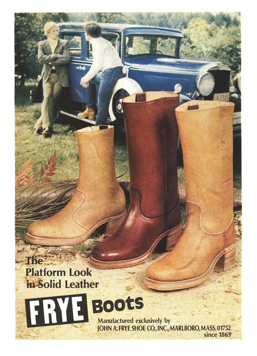The Platform Look in Solid Leather 
@TheFryeCompany  September 1974 #FryeBoots #VintageAds #70s