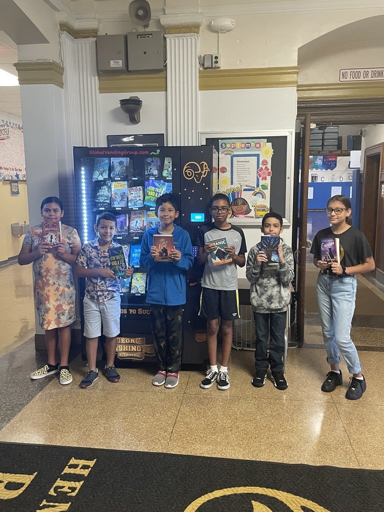 WHGWashington's tweet photo. Happy Birthday to our George Washington Students who are celebrating this week!  In honor of their birthday, students got to make a special trip to our Book Vending Machine and choose a book to keep!  @whufsdrams #RamCulture #ReadingRams https://t.co/78HYwoBUx3