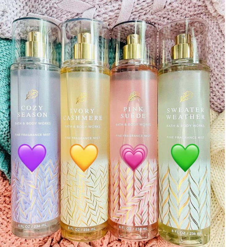 Which fragrance has you feeling ✨cozy vibes✨? Drop a 💜💛💗💚 to choose or stop by Bath &amp; Body Works at Atlantic Terminal to give it a try!