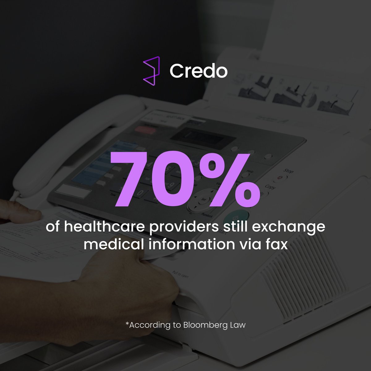 credo_health's tweet photo. Can you believe that in 2022, 70% of healthcare providers are still relying on the fax machine? It's time for something to change.
#credohealth #endthechase #whatthefax https://t.co/JFjNrP8rev