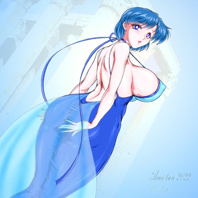 #水野亜美生誕祭2022
ハピーバースデーです!🎂🎊
 ツイートで見たQ posketプリンセスマーキュリーの背中が良すぎたので描きました😌✨💙 