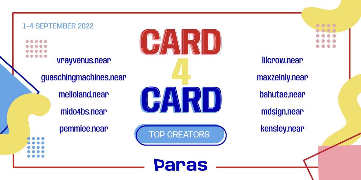The time has come, let's give it up for September's Card4card winners!
Thank you for participating, we hope you had fun as much as we do (as usual🙌🏻).

P.s: The prizes will be distributed starting Sept 9, please check your DM!
The winners' details are in the thread below⏬