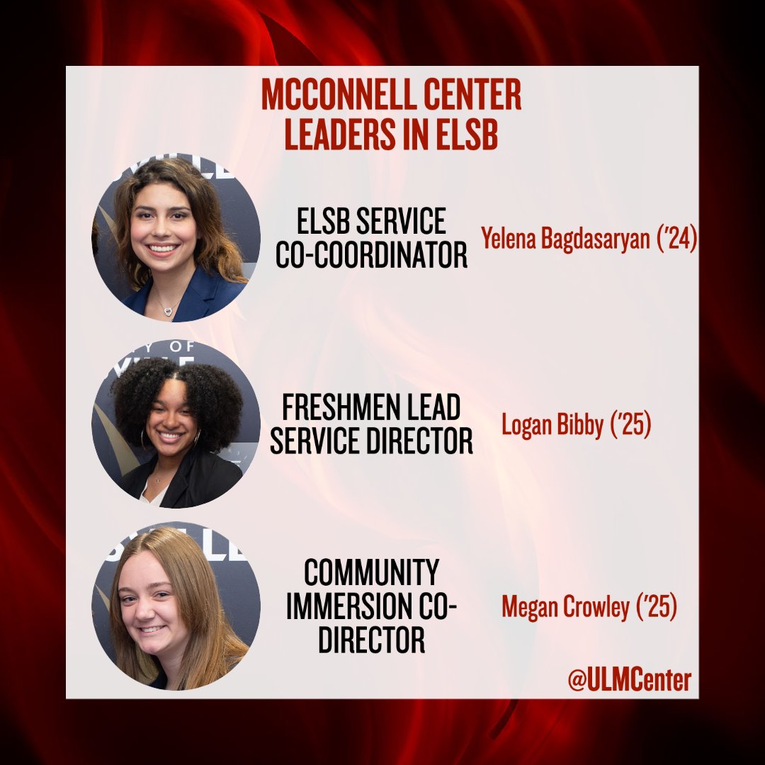 ULmCenter's tweet photo. We're proud of our McConnell Scholars! π€© Four of our McConnell Scholars are serving as leaders in UofL SGA π Along with three scholars who serve on the UofL ELSB leadership board! We are grateful to have so many scholars giving back to the UofL community #McScholars #McLeaders https://t.co/ifOmQHSAFG