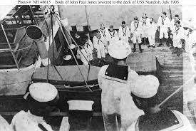 USAS_WW1's tweet photo. 5/5 in 1787, he went to Russia, joined the #Tsar’s #RussianNavy, fought, became a hero and Rear Admiral. In 1790, he moved to Paris, died there on July 18, 1792, and was buried there 103 years. In 1905, USS Brooklyn returned his mummified body to the USA. https://t.co/EfyevFOCII