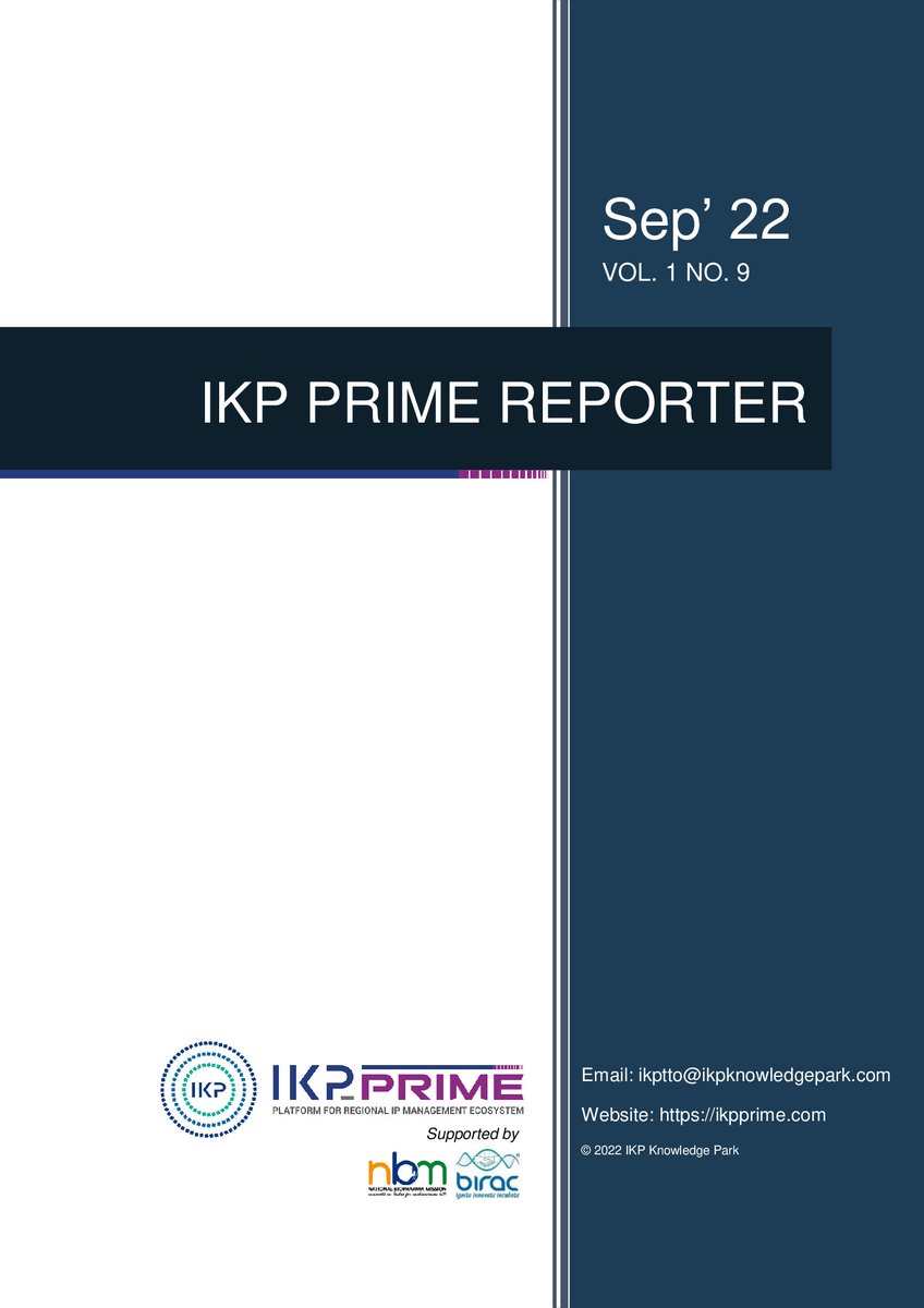 The #September edition of IKP PRIME Reporter is live! Flip through bit.ly/IPR-V1N9 for latest news on #IP #techtransfer #research and @IkpPrime's engagements with academic institutes. @BIRAC_2012 @IKP_SciencePark @DeepanwitaC @STEMTechTransfr