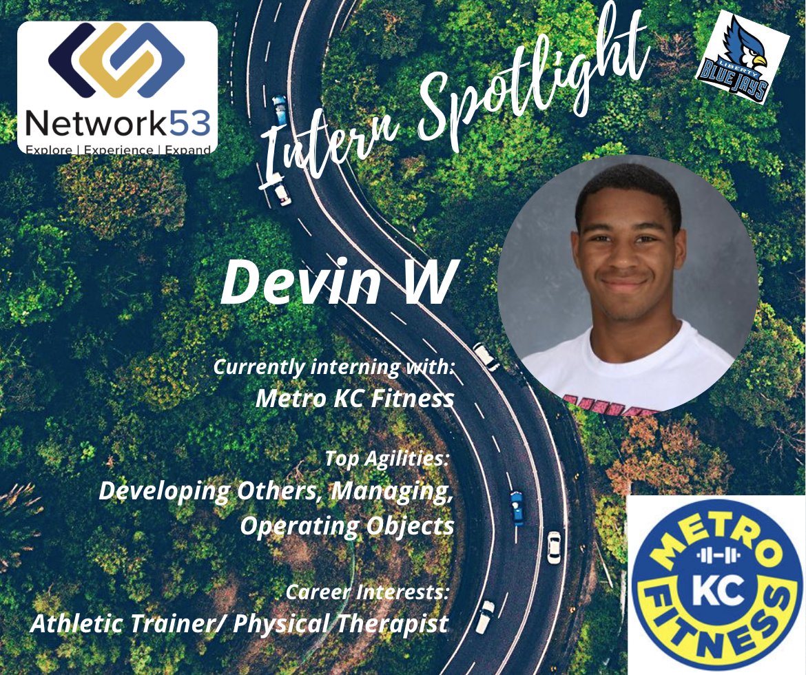 lhs_navigator's tweet photo. Check out these #InternSpotlights! Danielle is exploring #veterinarymedicine while Devin is working on certification as a #personaltrainer! Big thanks to #MetroKCFitness and @arkvetofliberty for their partnership with #Network53! @LHSJAYS @LPStheadvance #plus1 @DeBruceFound 🐾🏋️♂️ https://t.co/fq415z5LXK
