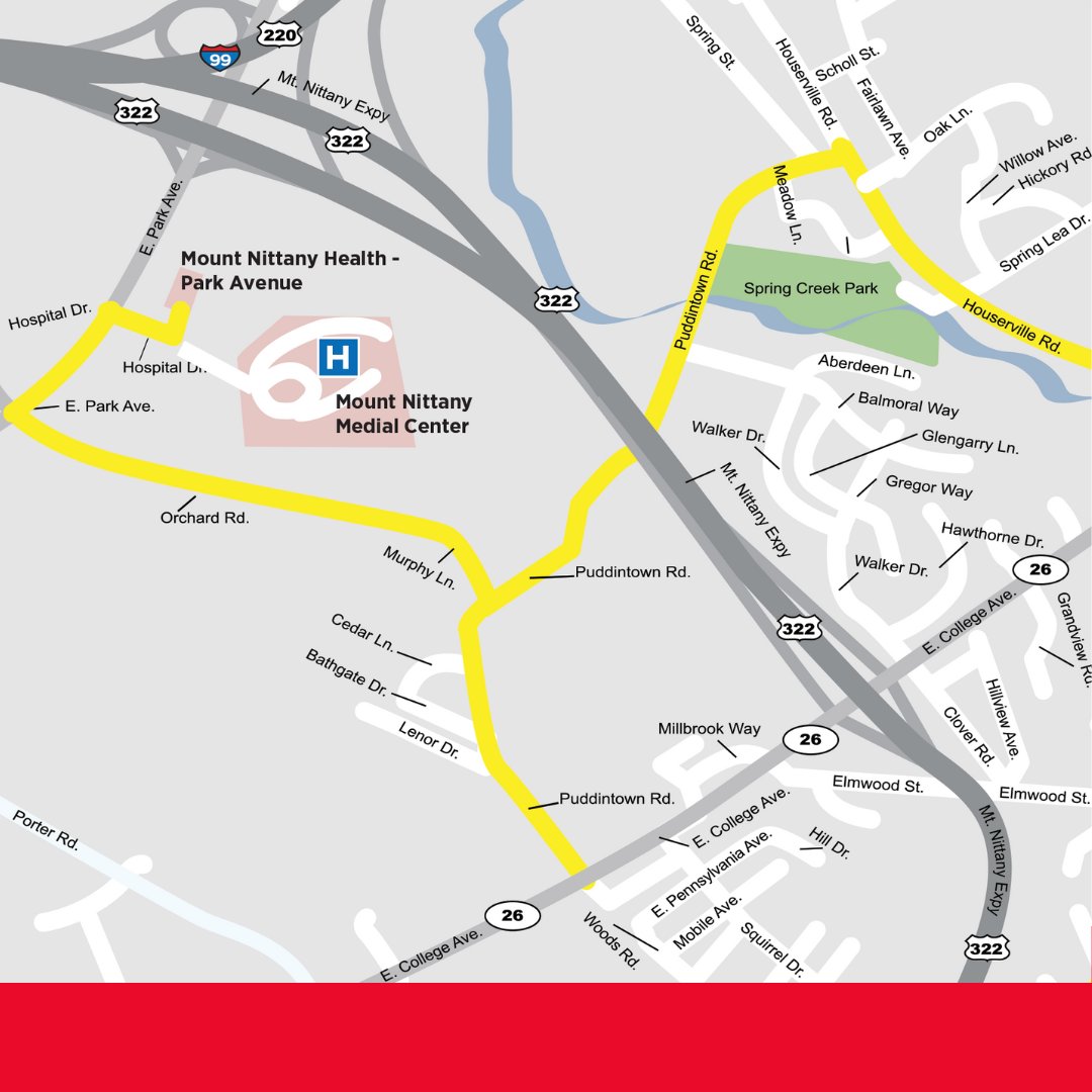 MountNittany's tweet photo. Tomorrow is Penn State Football's first
home game, expect heavy traffic around Mount Nittany
Medical Center. See the attached with recommended
routes to help tackle this problem.
#mountnittanyhealth ##pennstatefootball🏈 #psu
#football #traffic #health #wellness #community https://t.co/r8B6BN0Rwv