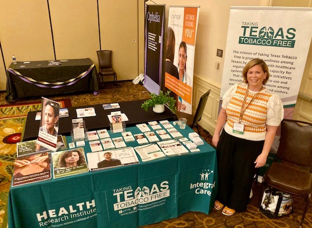 We are happy to be attending the Texas Association of Addiction Professionals Conference in San Antonio. Come visit with Kim Skeene (pictured) and Bryce Kyburz at our booth and find out about our ongoing <a href="/CPRITTexas/">CPRIT</a> project recruiting rural addiction treatment centers!
 #TAAP2022