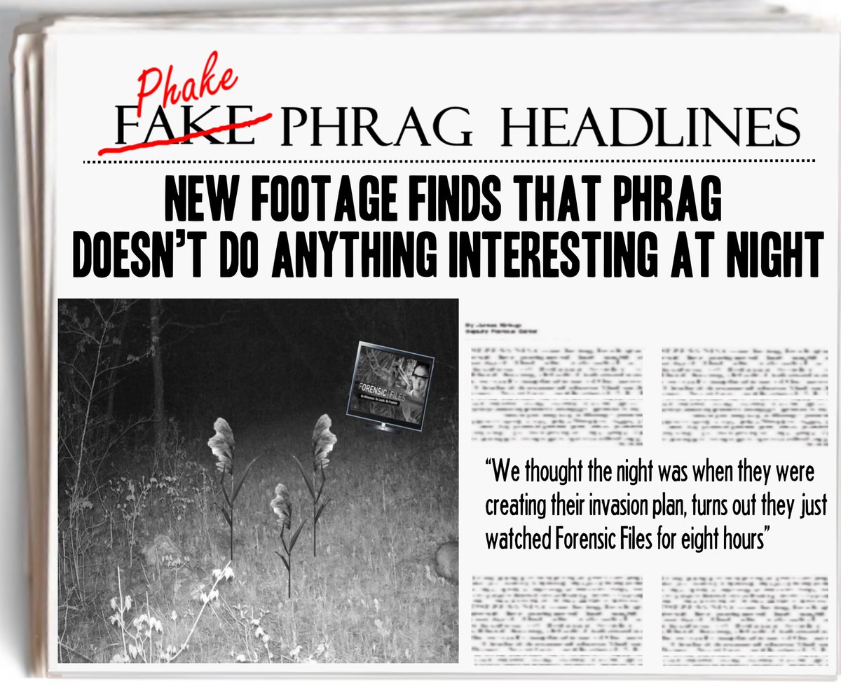 GLPhrag's tweet photo. Happy Phriday!! It seems like Phragmites and I have more in common than I thought...
#phragmites #phakeheadlines #invasivespecies #greatlakes #GLPhrag https://t.co/r4jhsLKqdH