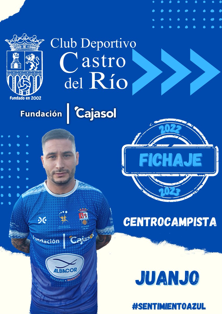 🔵✍️ Fichaje.

🆕 Juanjo Belmonte se convierte en nuevo jugador del Club Deportivo Castro del Río-Cajasol.

¡Bienvenido!💙

Juanjo es un centrocampista defensivo de 30 años, procedente de la U.D Sur, donde ha desarrollado toda su carrera deportiva.