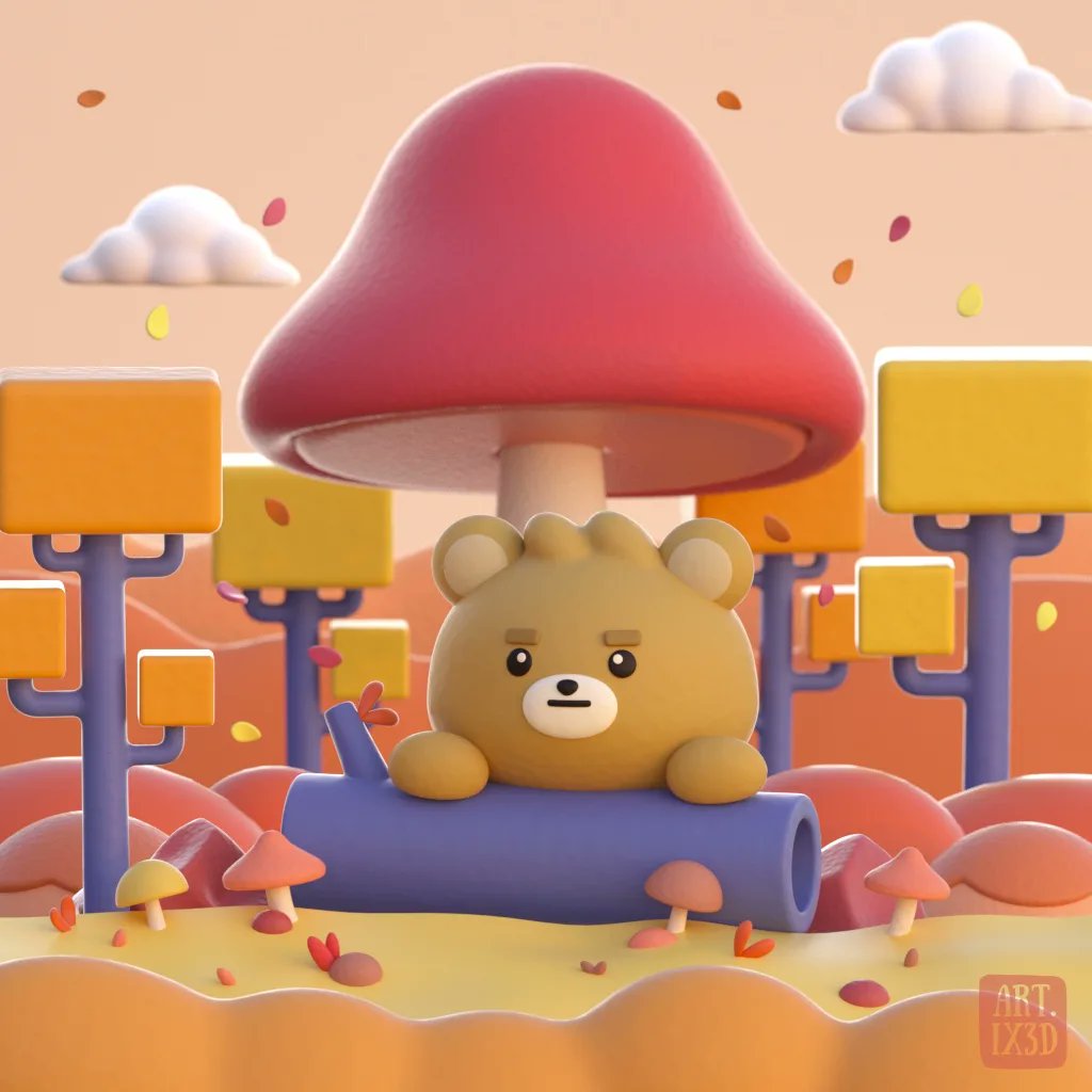 Autumn Forest 🐻🍁🍂
#3dart #C4D #illustration #3dmodeling #3Dartist #fall #Autumn