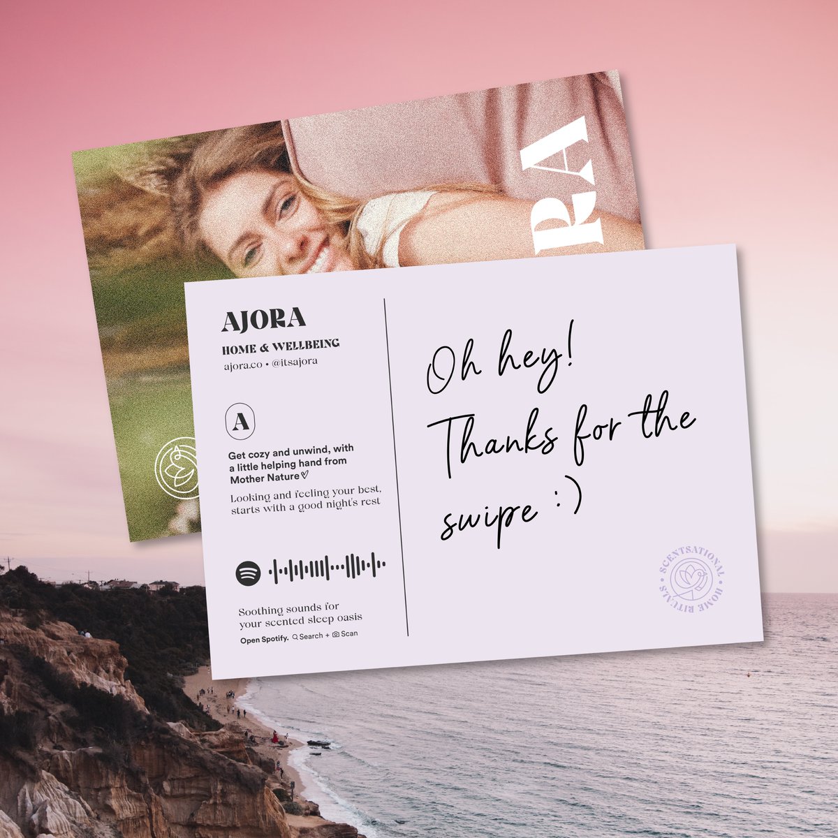 itsajora's tweet photo. For the ultimate sensory wind down, tap into the sounds of Mother Nature - from crashing waves to the pitter-patter of raindrops - it's all a scan away, and the perfect companion to our blissfully scented room and pillow mists. That's why we include it as part of every order. https://t.co/VkyNWls7Gp