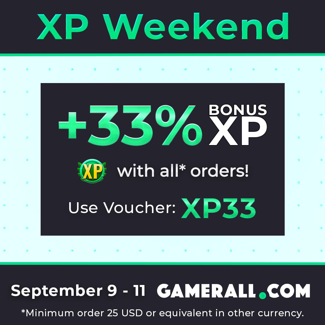 👉 Order for more than 25 USD and apply voucher 🔹XP33🔹 to get +33% extra XP 🎁 when you checkout!

🛒 Shop at: zcu.io/w1Fu 

#GamerAll #Rust #CSGO