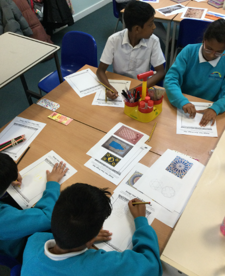 BJ_Year5's tweet photo. Year 5 enjoyed their immersion morning today where they delved straight into an exploration of their new topic: the Golden Age of Islam! This involved activities such as food tasting, Islamic geometric art and exploring Middle Eastern folk tales in the book Arabian Nights. https://t.co/akQA6WvnSQ