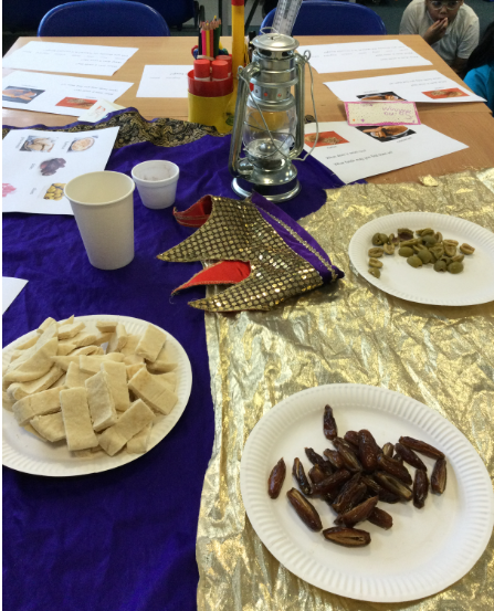 BJ_Year5's tweet photo. Year 5 enjoyed their immersion morning today where they delved straight into an exploration of their new topic: the Golden Age of Islam! This involved activities such as food tasting, Islamic geometric art and exploring Middle Eastern folk tales in the book Arabian Nights. https://t.co/akQA6WvnSQ