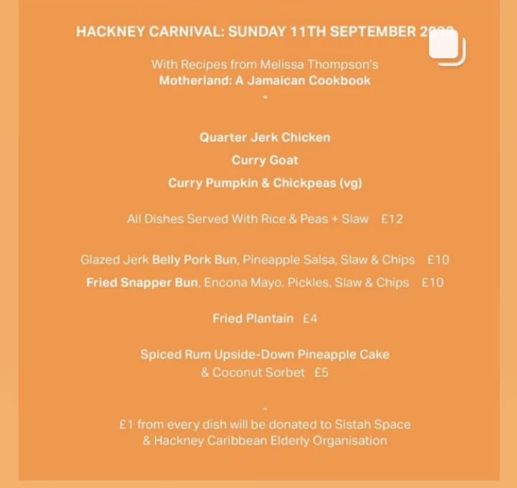jayrayner1's tweet photo. While I get the decisions to cancel events, such choices are not without consequences. The @dukeofrichmond_ pub has a fabulous Jamaican menu by @FowlMouthsFood for the Hackney Fest (see below), now scrapped. They’d bought huge amounts of food which mustn’t be wasted. please go https://t.co/J0J8X0NTSr