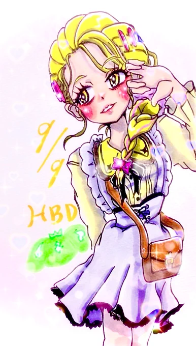 ぱずるんの「ショルダーフリルスカート」徒然なるままに描いたけど何だこのポーズ #プリキュア版深夜の真剣お絵描き60分一本勝負 
