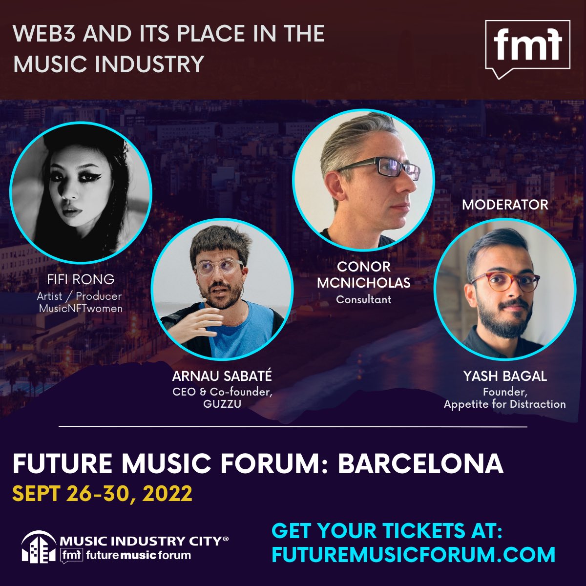 GM! I’m speaking at Future Music Forum (FMF) in Barcelona w/ <a href="/NiftySax/">NiftySax</a> on Wednesday, 28th September 2022 💕

Purchase your tickets via futuremusicforum.com 

<a href="/FmFBarcelona/">FmFBarcelona</a>